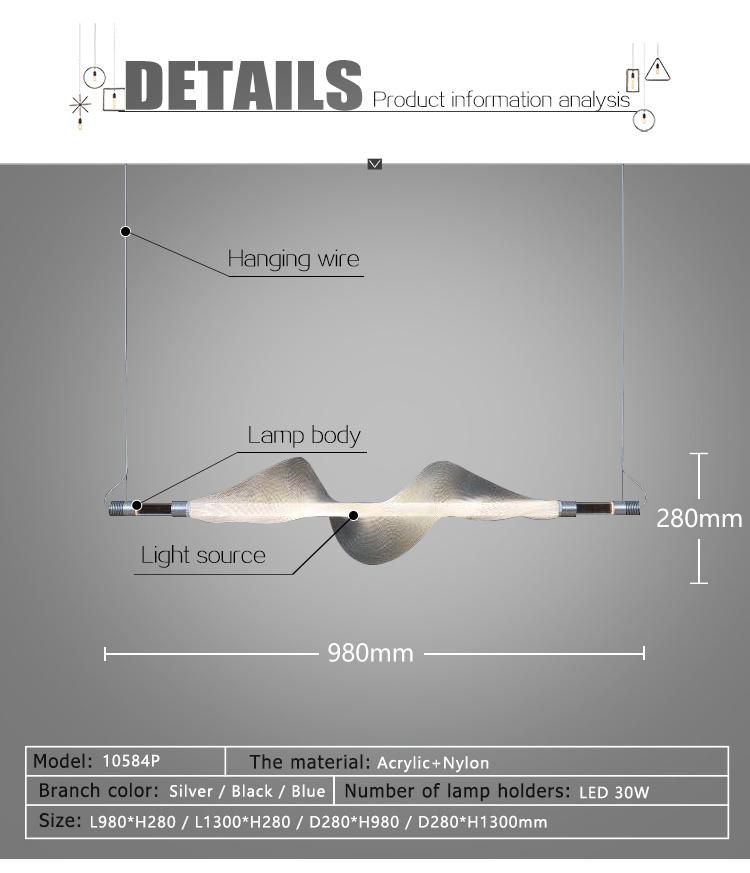 Nylon Acrylic LED Modern Chandelier Lighting Horizontal Vertical