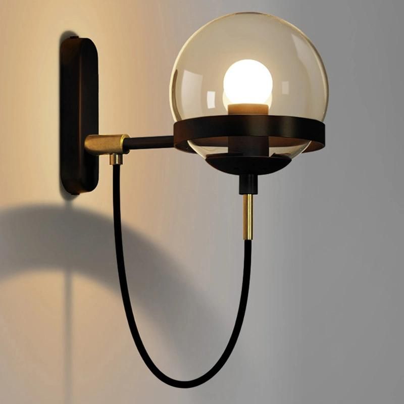 Industrial Wind Wall Lamp Retro Iron Hotel Corridor Bedside Glass Ball Wall Light