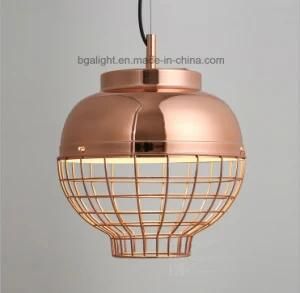 Modern Cage Copper Color Overhead Suspended Pendant Light for Living Room, Shop