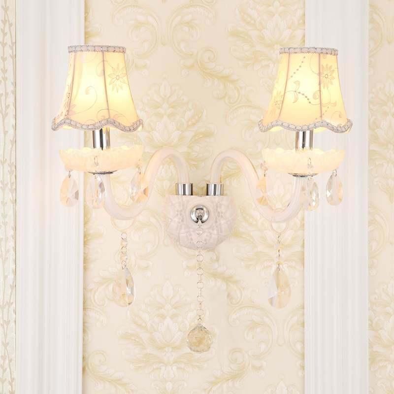 Modern Design LED Luxury Hanging K9 Crystal White Wall Lamps Bedroom Headboard Wall Sconce (WH-OR-162)