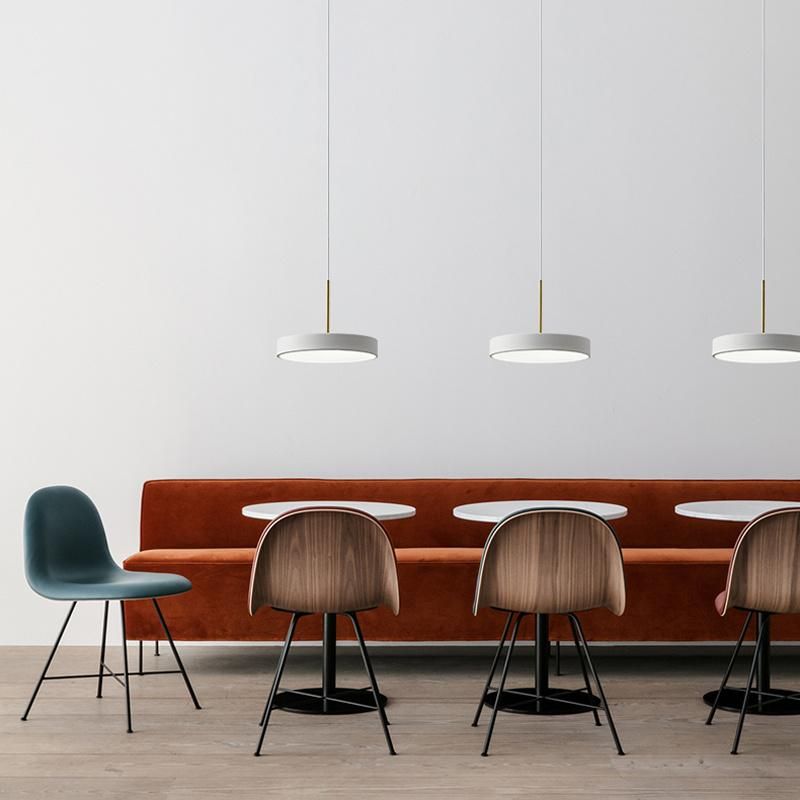 Restaurant Chandelier Black and White Grey Simple Modern LED Minimalist Personality Creative Disc Single Head Light Luxury Nordic Pendant Lamp