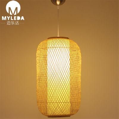 Classical Bamboo Patterned Lampshade Birdcage Chandelier Pendant Light for Hotel, Teahouse, Hot Pot Restaurant