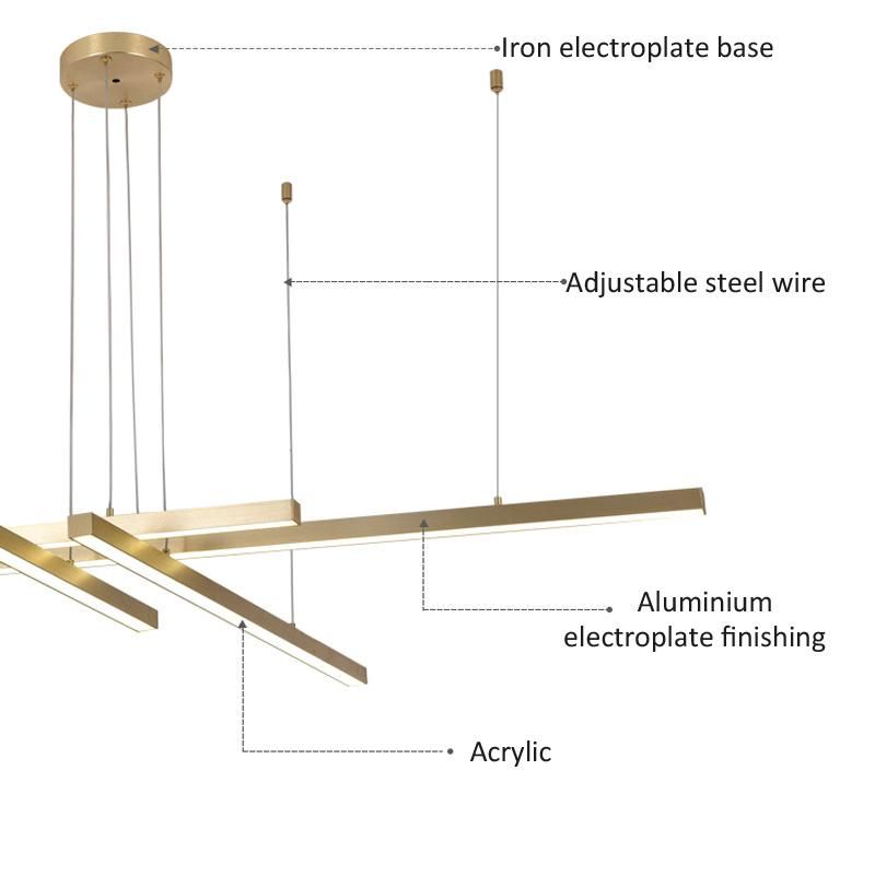 Modern Light Luxury Linear Chandelier Living Room Dining Room Bedroom Lighting Pendant Lamp