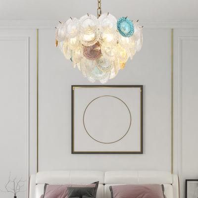 E14 Chandelier Luxury Multi Colored Glass Pendant Modern Light