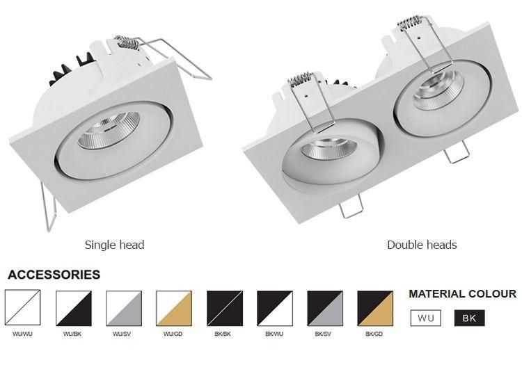 IP20 2X9.3W 2X13.9W Triac Dimmable Indoor Lighting Spotlight COB Downlight