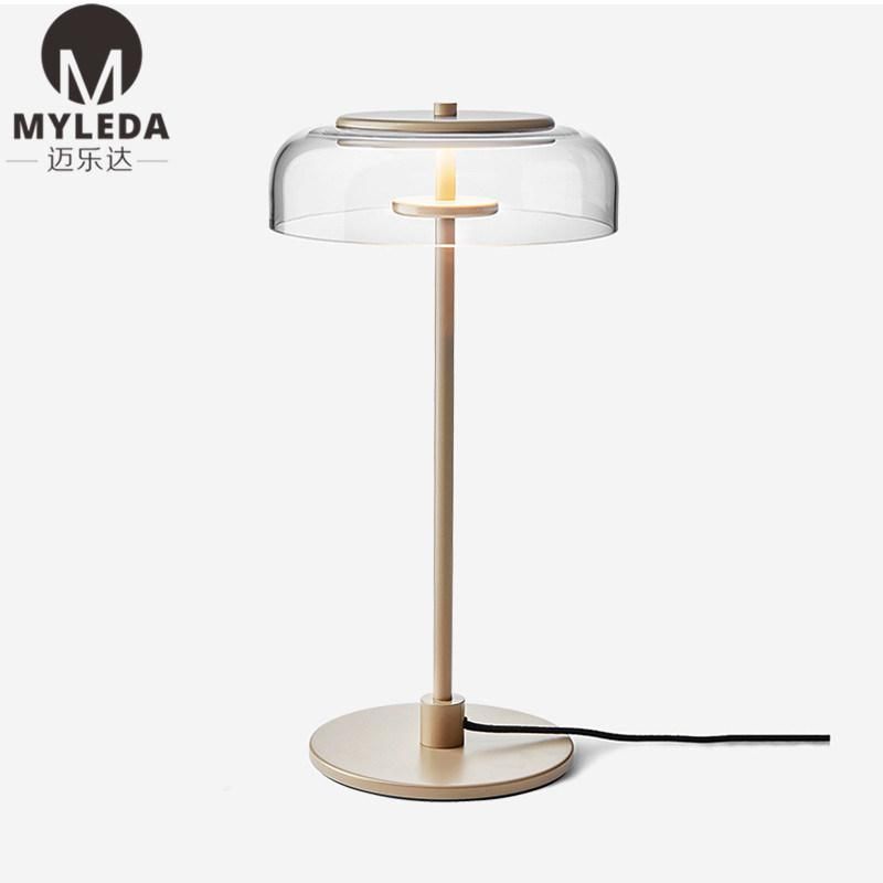 Hotel Modern Transparent Glass Table Desk Lamp for Hotel Project