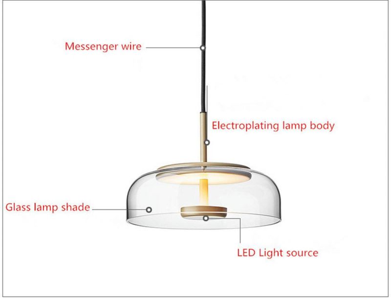 Glass Lampshade Home Deco LED Pendant Lights Dining Room Cafe Kitchen Hanging Light Fixtures