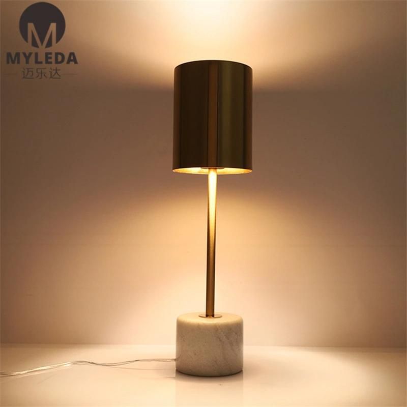 Modern Simple Metal Lampshade Marble Table Lamp