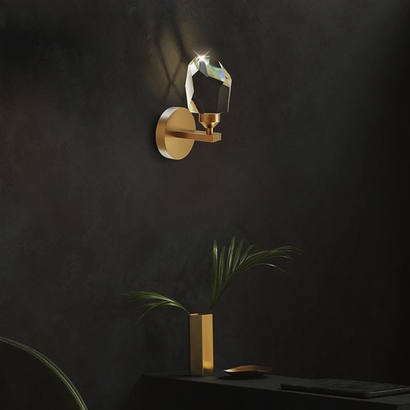 Modern Copper Crystal Wall Lamp Living Room Lamp Bedroom Bedside Lamp