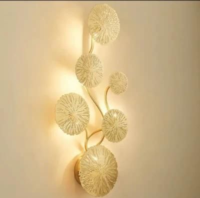 Light Luxury Indoor Wall Lamp Bedside Bedroom Living Room Stairs Aisle Corridor Background Decorative Light Lotus Leaf Lamp