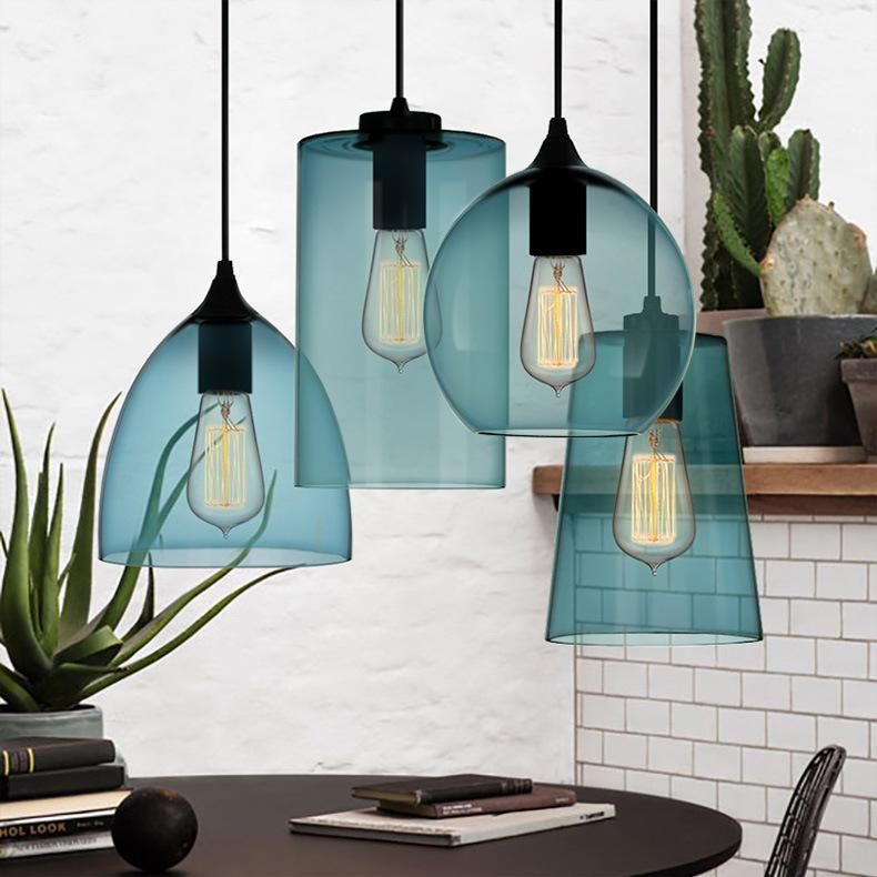 American Single Head E27 Blue Glass Pendant Simple Personality Nordic Bar Light (WH-GP-84)