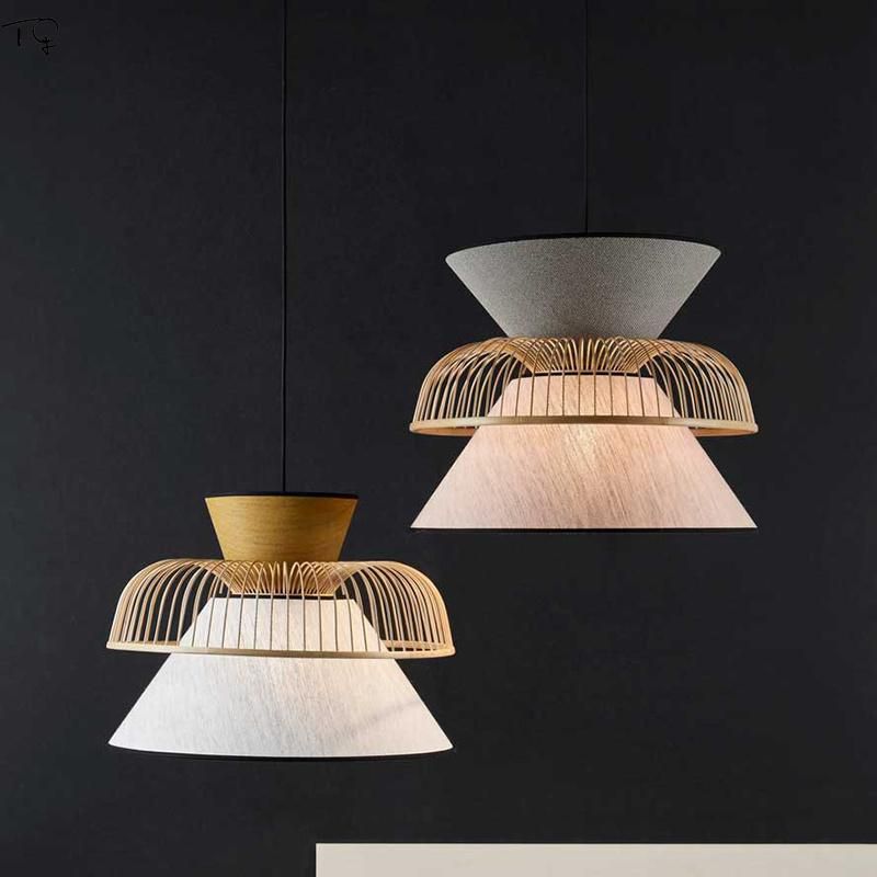 Japanese Fabric Bamboo Pendant Lights Minimalist LED Dining Room Pendant Light Living Room Suspension Lights (WH-AP-127)