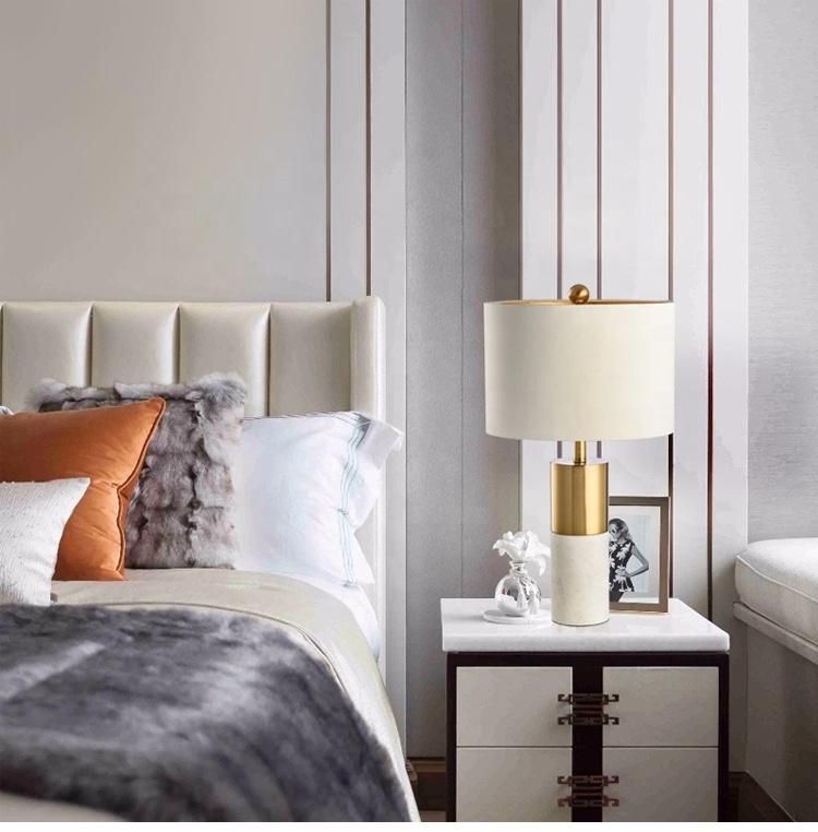 Home Decor Modern Luxury Bed Side Fabric Shade Metal Table Lamps Reading Lamps for Bedroom