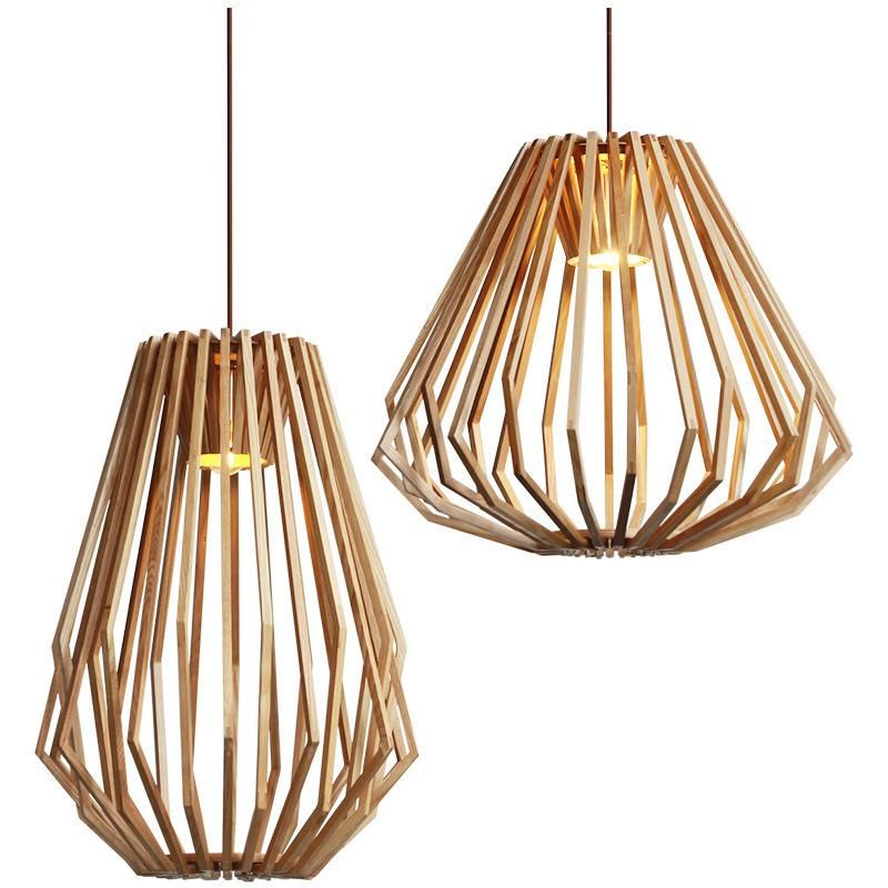 Nordic Wooden Cage Pendant Lamp for Indoor Home Decor Wooden Lamp (WH-AP-291)