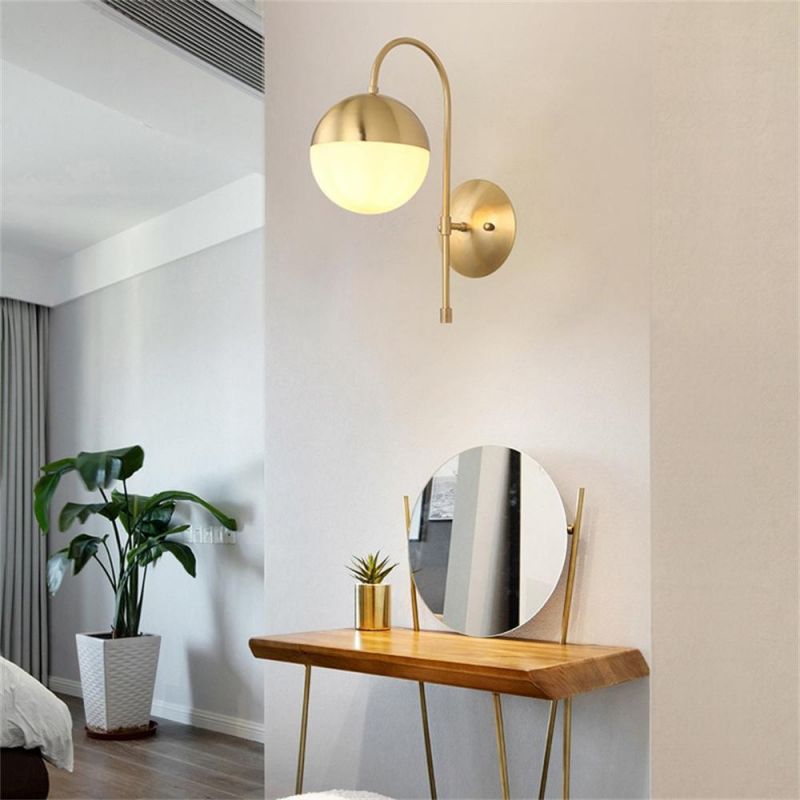 Nordic Brass Bedroom Bedside Wall Lamp Modern Creative Simple Bathroom Mirror Front Lamp Aisle All Copper Retro Lamps