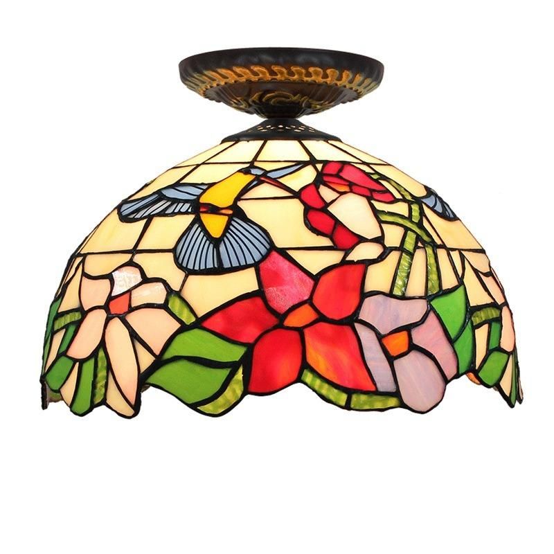 European Countryside Bird Tiffany Multi-Color Glass Restaurant Bedroom Corridor Glass Ceiling Light (WH-TA-23)