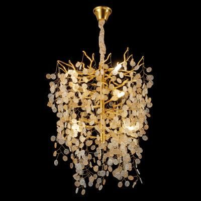 2022 LED Luxury Modern Living Room Nordic Designer Aluminum Villa Aluminum Crystal Pop Lighting Brass Chandelier