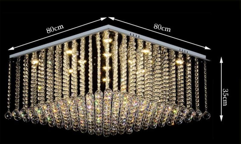 Square Flush Mount Crystal Chandelier for Luxury Living Room Crystal Chandeliers (WH-CA-95)
