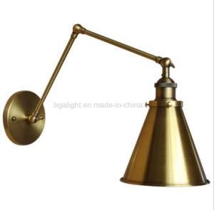 E27 Vintage Copper Brass Interior Swing Arm Wall Lamps for Reading Room