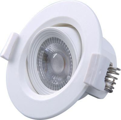 3W 100-240V IC Driver Round Rotatable Recessed PBT 75mm Diameter LED Indoor Down Light