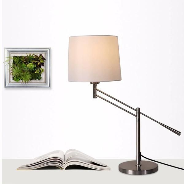 Decorative modern Fabric Table Lamp with Swing Arm Suitable for Bedside Hotel Desk Lamp