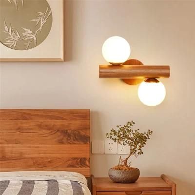 Wood Double Head Wall Lamp Creative Personality Bedroom Bedside Light Stair Lighting