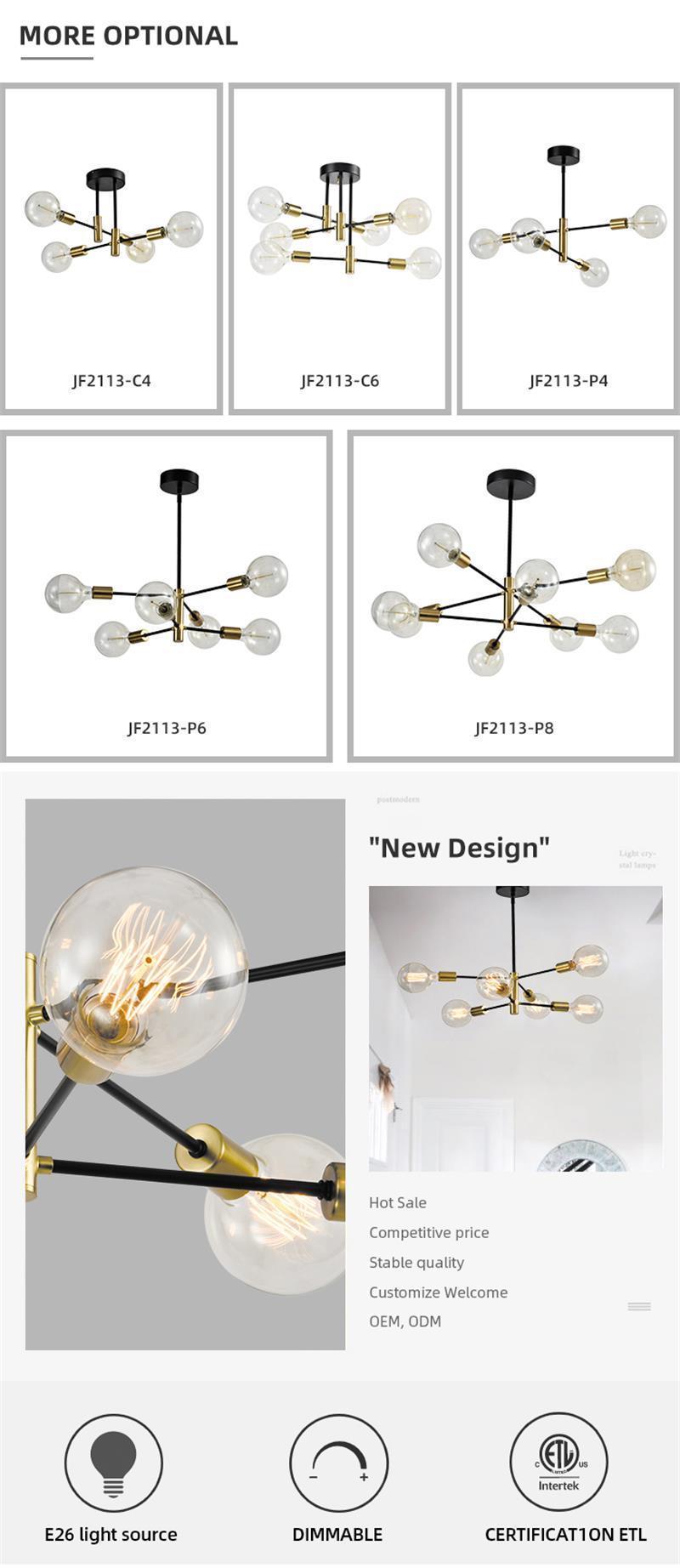 LED Northern Europe Art Indoor Decor Energy Saving Ceiling Pendant Bedroom Bubble Hanging Glass Chandelier Lighting