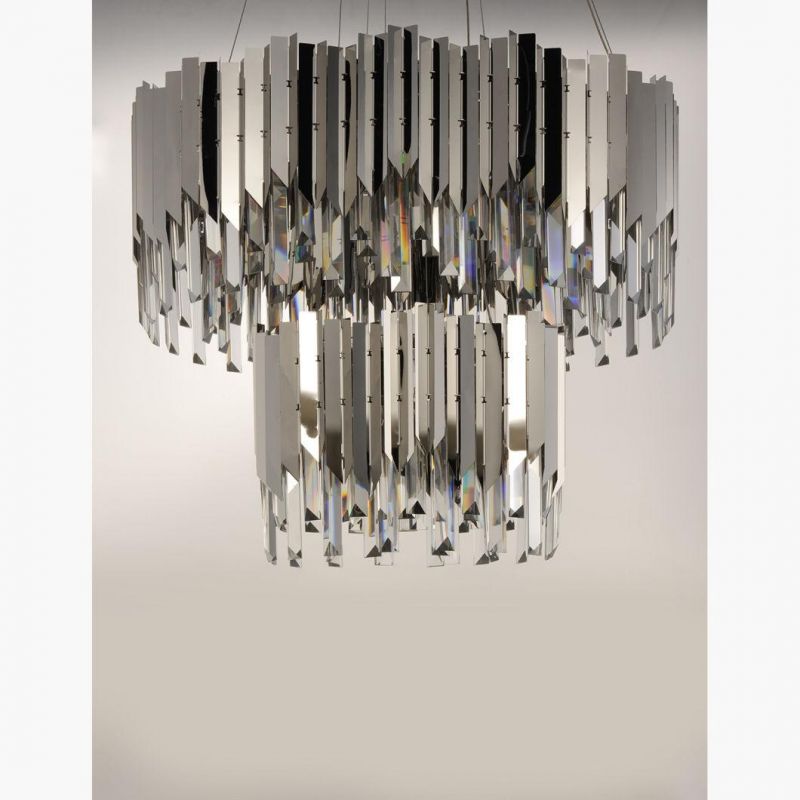 Wholesale Stainless Steel Customization Modern Gold Ceiling Lamp Crystal Chandelier for Living Room Height Adjustable