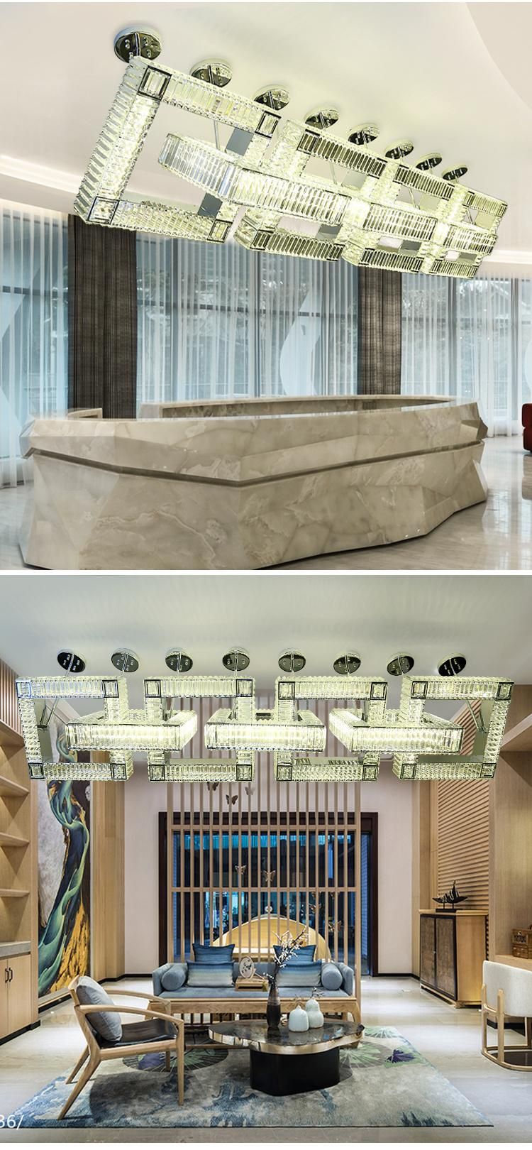 High Quality Decorative Commercial Banquet Stair Hotel Glass Crystal Custom Chandelier Lamp