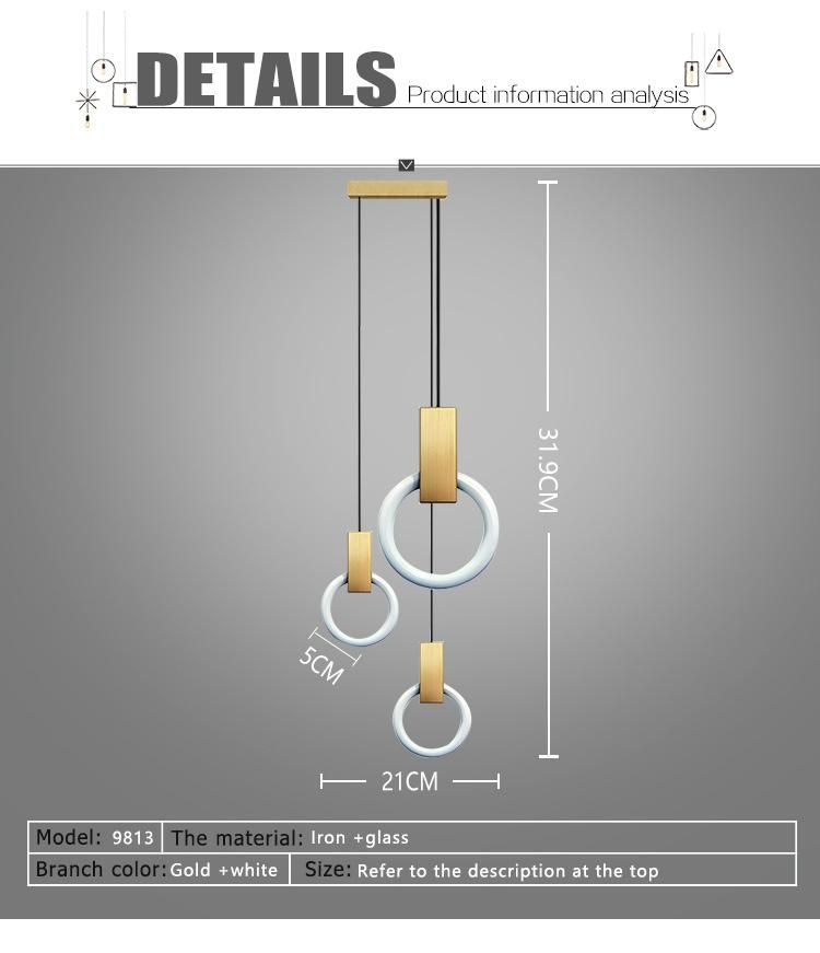 Modern LED Office Hanging Glass Metal Gold Indoor Lighting