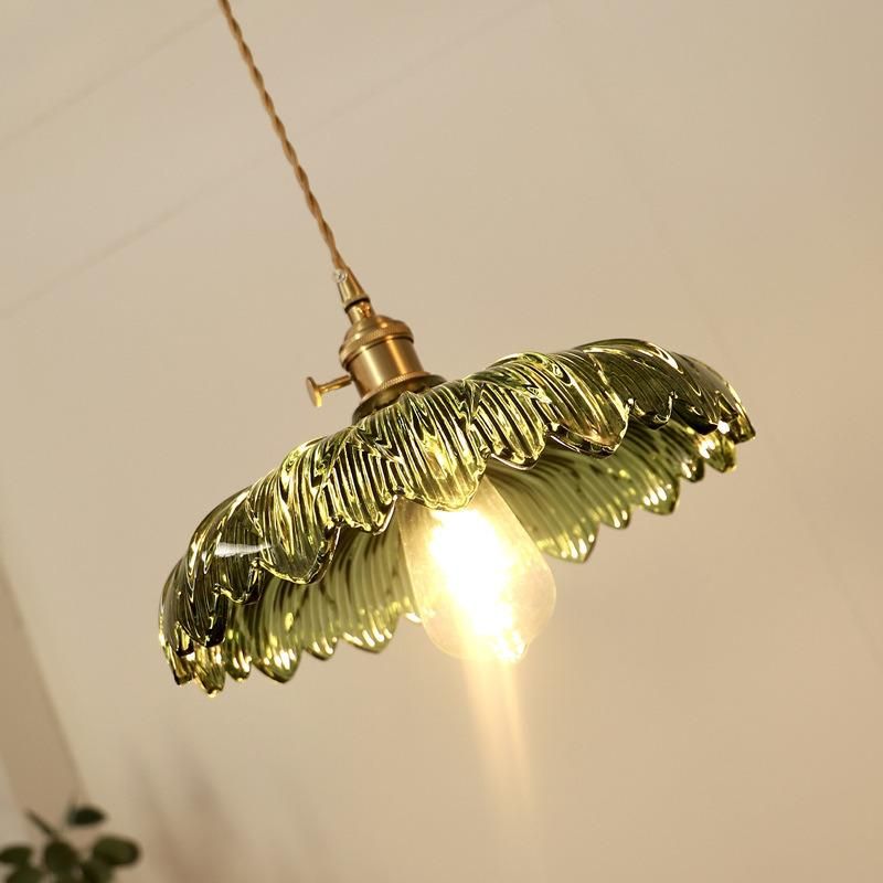 Modern Glass Pendant Lighting Fixture Luminaire Green Flower Bar Restaurant Hanging Light (WH-GP-107)