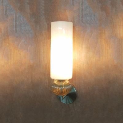Milk Light Glass Lampshade and Hand Blown Crystal Glass Wall Lamp.