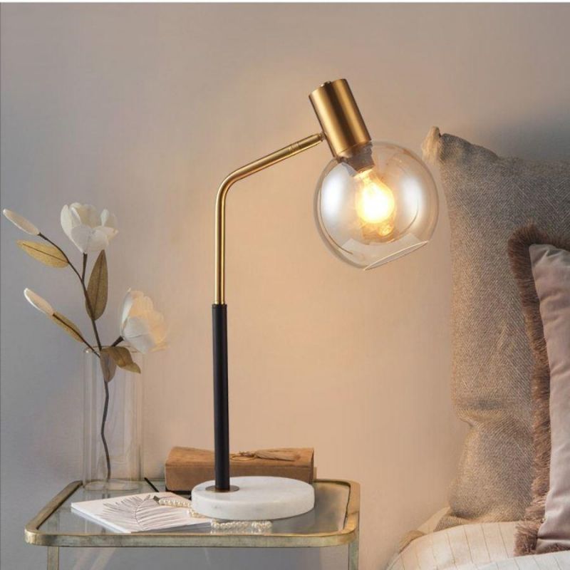 Reading Glass Desk Lamp Amber Glass Table Light Lamp