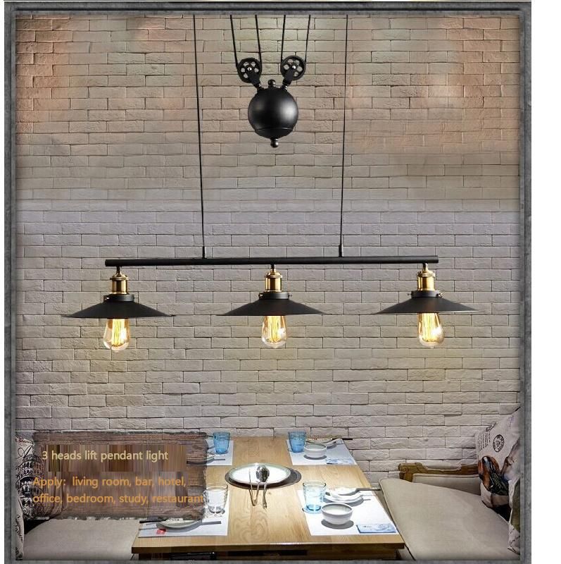 Retro Vintage Pully Pendant Lights Fixture Loft American Black Hanging Lamp (WH-VP-130)