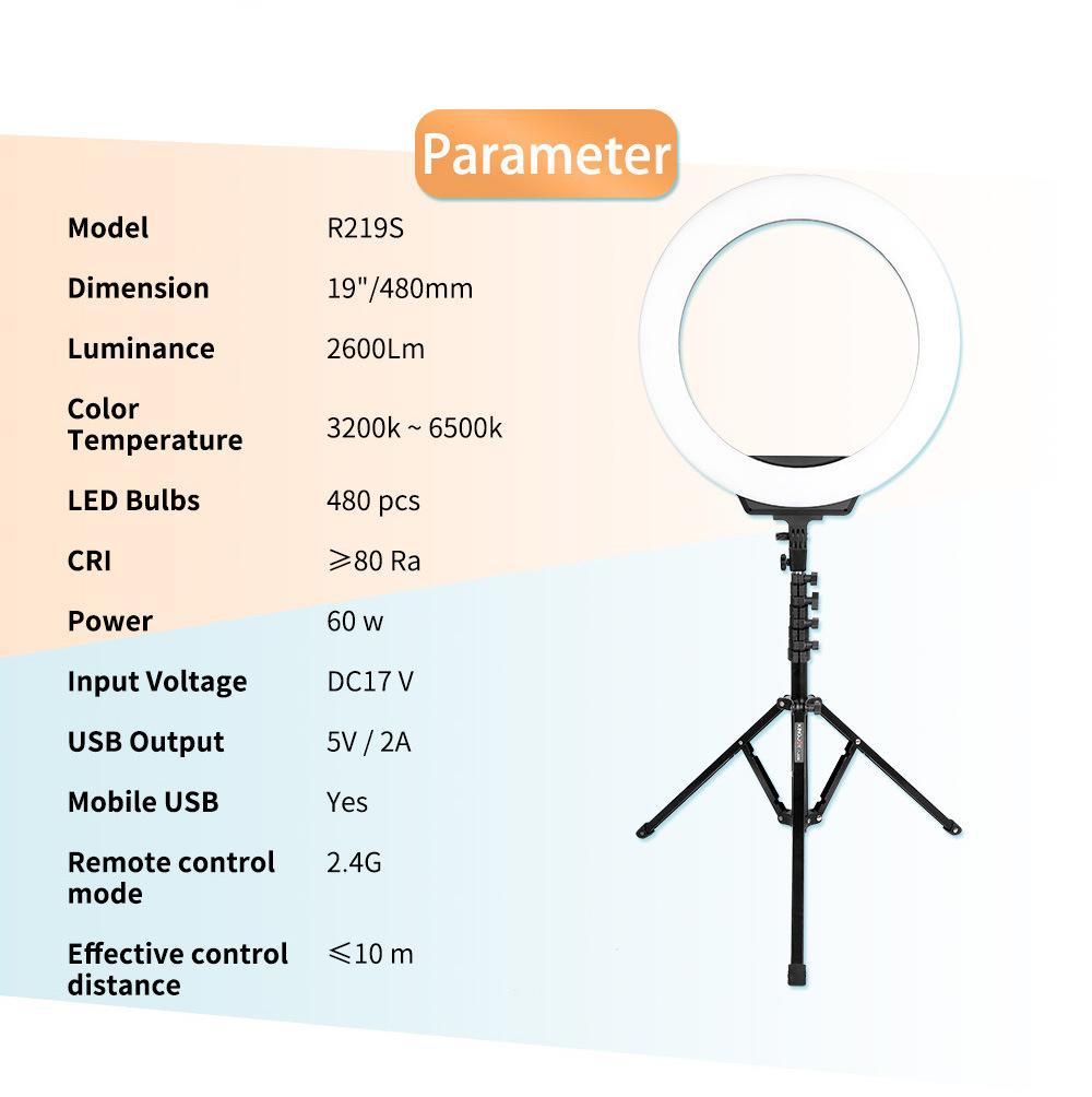 OEM Supplier Afi R219s 19 Inch Remote Control Fill Light Ring Light with Tripod Stand