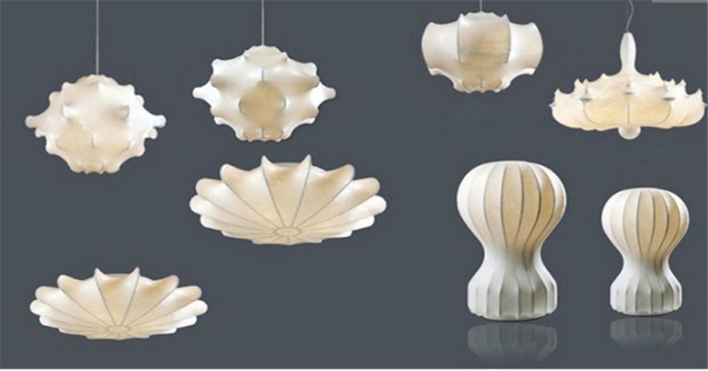 Modern Chandeliers Cream Natural Silk Lampshade Pendant Lamp