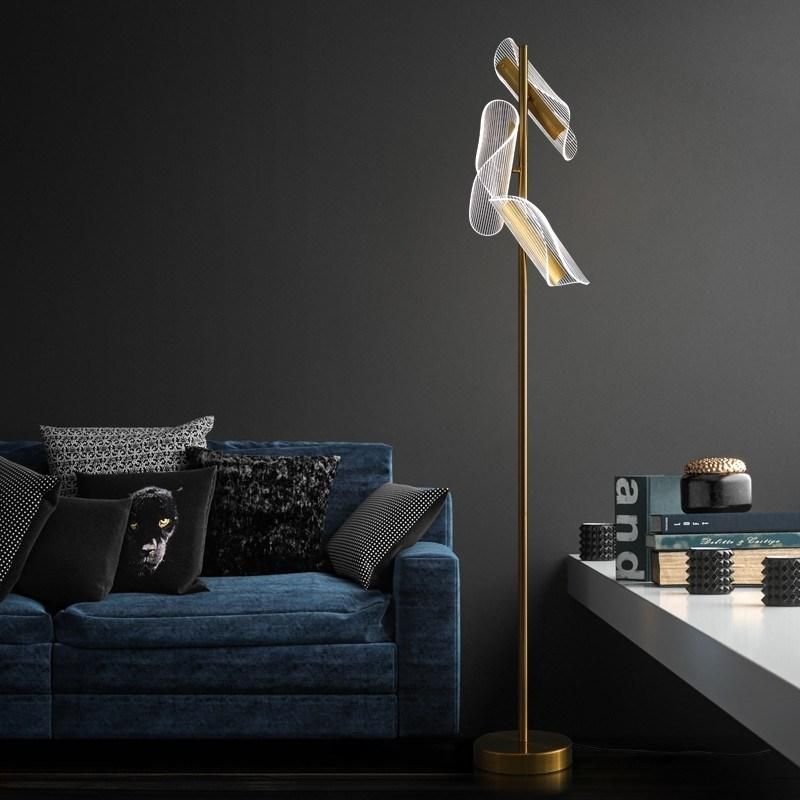 Gold Simple Nordic LED Floor Lamp for Study Living Room Bedroom Decoration Vertical Minimalist LED Floor Lamp (WH-MFL-98)