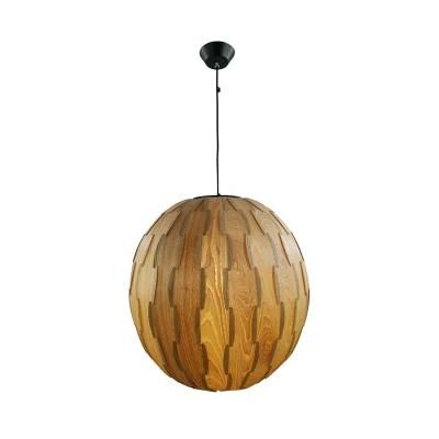 Modern Home Kitchen Decorative LED Hanging Lighting Wood Sphere Shape Pendant Light