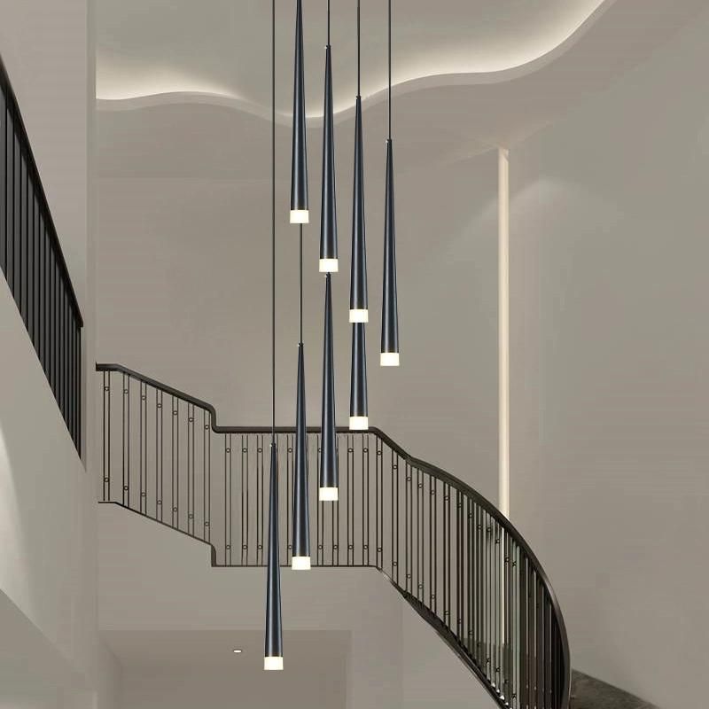 Staircase Chandelier Lamp Tube Style Modern Contracted Pendant Lamp Light