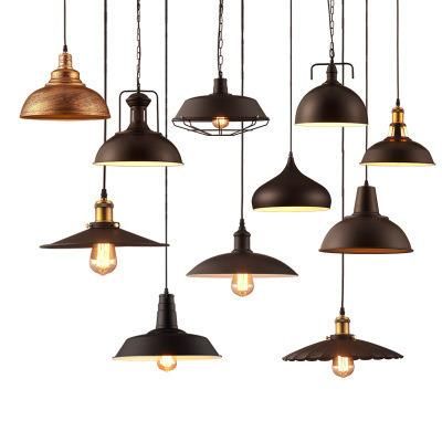 Nordic LED Pendant Lamp Black Metal Retro Chandelier Industrial Light