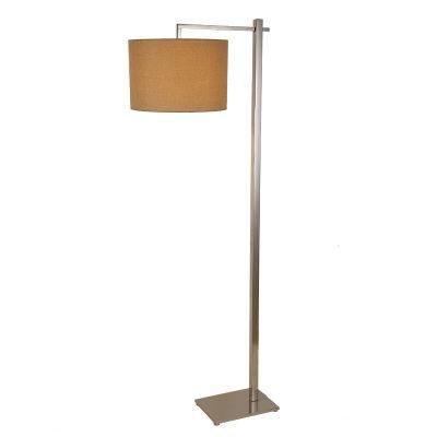 Decorative Living Room Retangular Lamp Chrome Fabric Shade Standing LED Floor Light