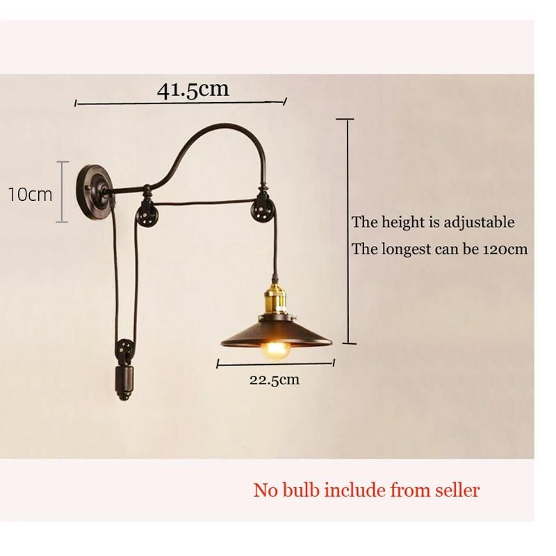 Industry Vintage Retro Loft Wall Lamp Home Goddess Adjustable Iron Pulley Light (WH-VR-41)