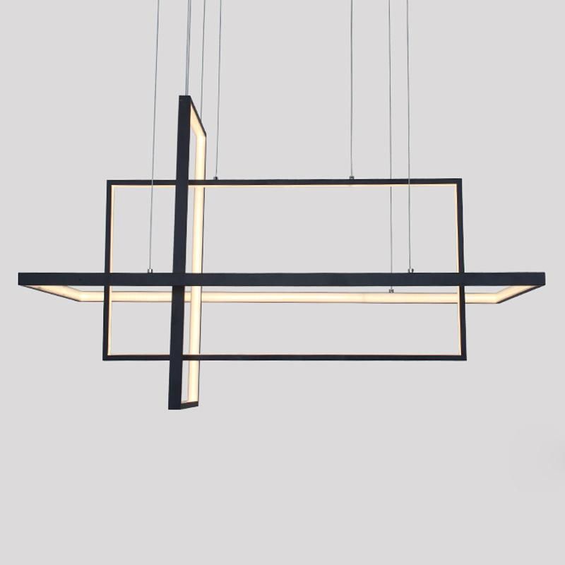 Modern Cube Square Aluminium LED Simple Living Room Villa Chandelier Pendant Lamp