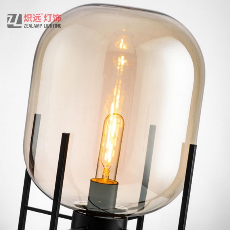 Modern Design Iron Standing Glass Shade Floor Lamp for Hotel