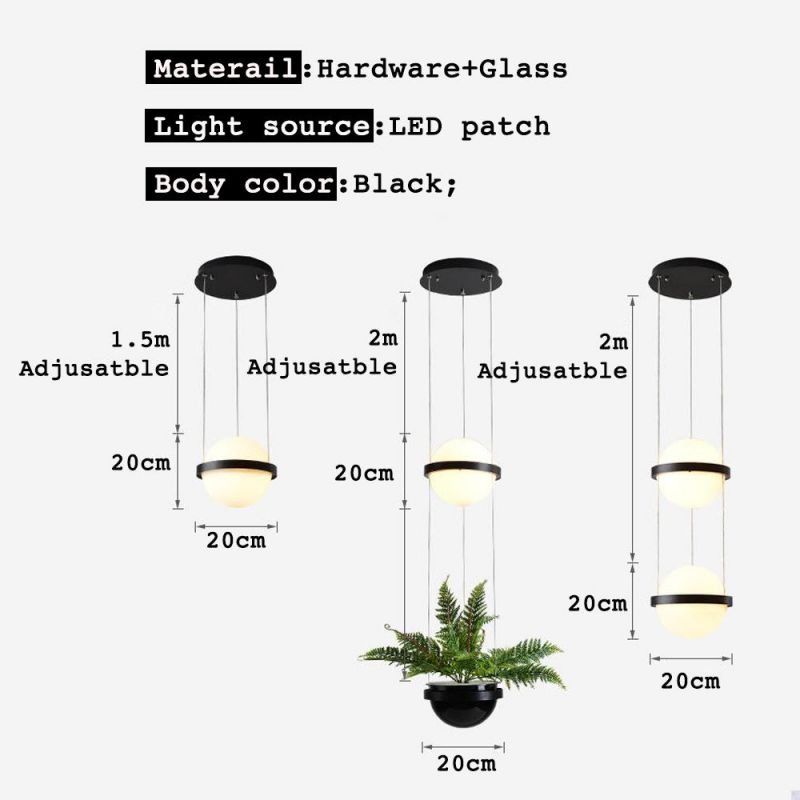 Plant Pendant Lights Modern Long Cord Plants Deco Chandelier Hanging Glass Ball Light (WH-GP-50)
