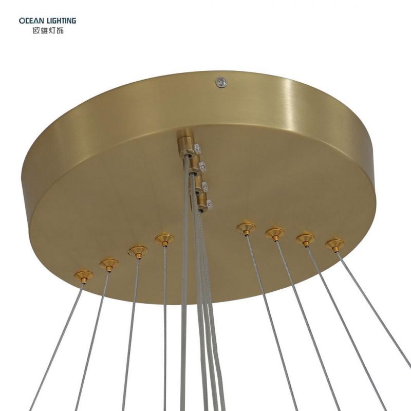 Chinese Factory Home Lights Modern Customized Rings Golden LED Pendant Lighting
