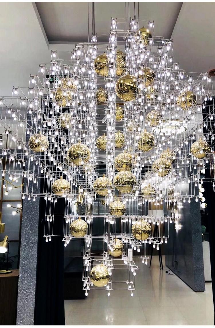 New Arrival Exhibition Hall Villa Engineering Customization Large Luxury Ball LED Chandelier Lamp