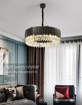 Black Titanium Alloy Banquet Hall Pendant Chandeliers Crystal Luxury