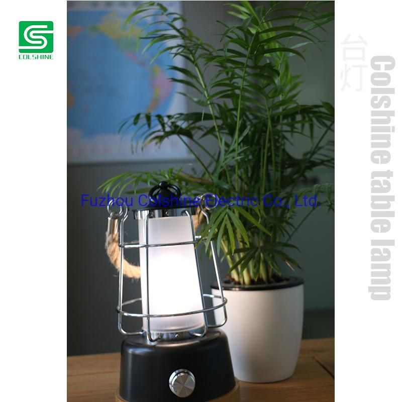 Rechargeable LED Bamboo Table Lamp Portable Camping Lantern