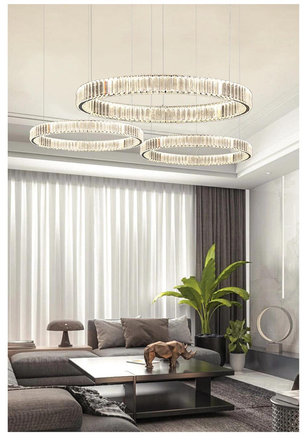 Modern Chandelier Villa Stairs Crystal Steel LED Pendant Chandelier Lighting